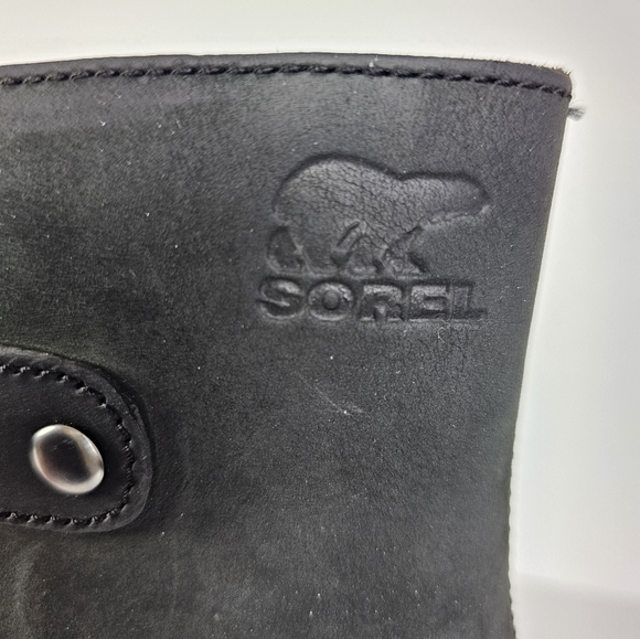 SOREL Joan of Arctic Wedge Lace Up Leather Boots 8.5 Black - Picture 10 of 12